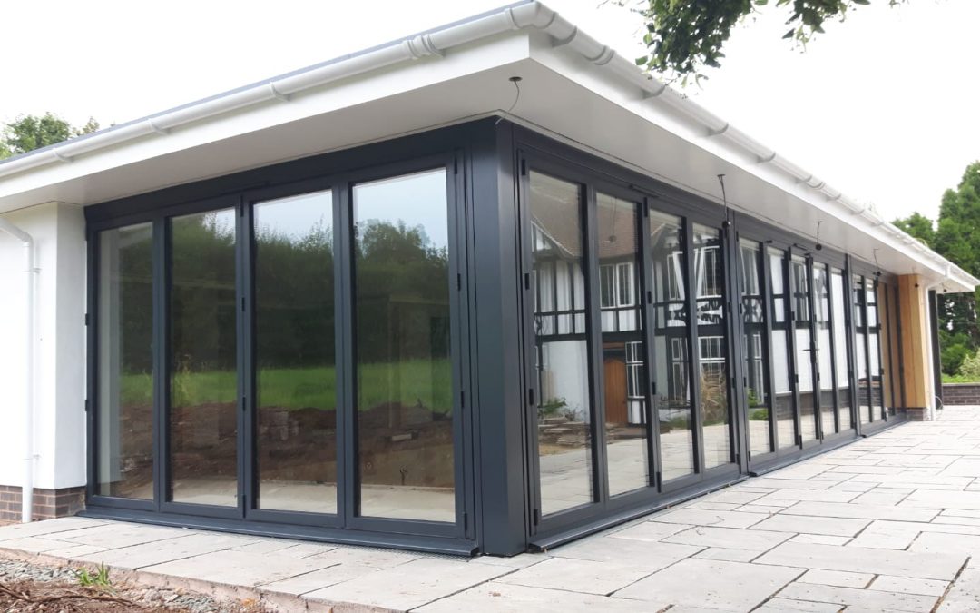 aluminium bi-folding doors in Anthracite grey